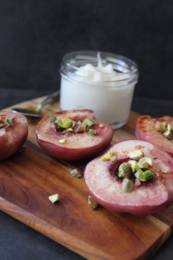 Pistachio Peaches with Coconut Yoghurt