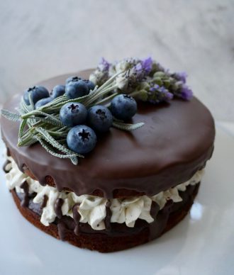 Gluten Free Blueberry and Lavender Chocolate Cake