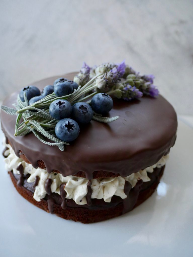 Gluten Free Blueberry and Lavender Chocolate Cake